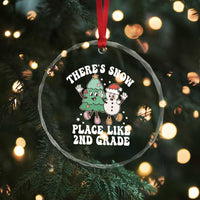 XmasTeacher Crystal Glass Ornament Theres Snow Place Like 2nd Grade Merry Xmas Retro Groovy TS02
