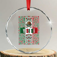 Y Si Si Mexican Flag Floral Folk Art Crystal Glass Ornament Viva Mexico Pride for Soccer Football Fans