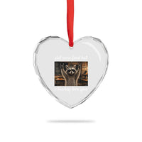 Y'all Were Feral But I Lowkey Love You Heart Crystal Glass Ornament Funny Raccoon Teacher