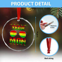 Yeah Mon Jamaican Pride Crystal Glass Ornament Jamaican Vacation Jamaica Reggae Sunglasses - Wonder Print Shop