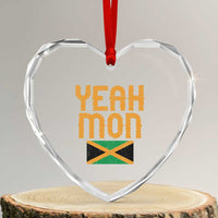Yeah Mon Jamaican Pride Heart Crystal Glass Ornament Jamaican Vacation Jamaica Reggae Roots - Wonder Print Shop