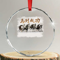 Year of The Horse 2026 Crystal Glass Ornament Gallop Of The 8 Horses Lunar New Year