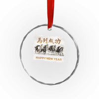 Year of The Horse 2026 Crystal Glass Ornament Happy New Year Gallop Of The 8 Horses