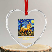 Year of the Horse Starry Night Inspired Graphic Heart Crystal Glass Ornament Golden Horse Chinese Zodiac Art - Wonder Print Shop