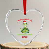 Year Of The Snake 2025 Heart Crystal Glass Ornament Merry Xmas And Happy New Year Cute Snake - Wonder Print Shop