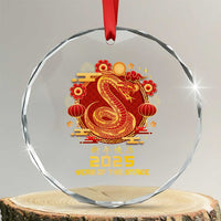 Year Of The Snake 2025 Lunar New Year Crystal Glass Ornament Zodiac Snake Charm Red Decor for Luck TS10