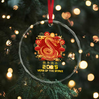 Year Of The Snake 2025 Lunar New Year Crystal Glass Ornament Zodiac Snake Charm Red Decor for Luck TS10