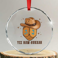 Yee Haw Nukkah Crystal Glass Ornament Funny Cowboy Hanukkah - Wonder Print Shop