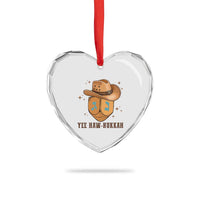 Yee Haw Nukkah Heart Crystal Glass Ornament Funny Cowboy Hanukkah - Wonder Print Shop