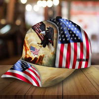 Premium America One Nation Under God, Eagle 3D Hats Blue Personalized