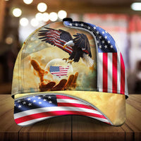 Premium America One Nation Under God, Eagle 3D Hats Blue Personalized