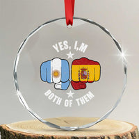 Yes Im Both Of Them Argentina Spain Fist Bump Graphic Crystal Glass Ornament Proud Spanish Argentine Dual Heritage Pride Match Day