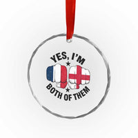 Yes Im Both Of Them France England Flag Fists Graphic Crystal Glass Ornament French English Anglo Dual Pride Heritage