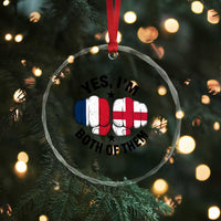 Yes Im Both Of Them France England Flag Fists Graphic Crystal Glass Ornament French English Anglo Dual Pride Heritage