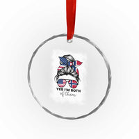 Yes I'm Both of Them Half Norwegian American Crystal Glass Ornament