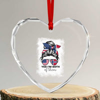 Yes I'm Both of Them Half Norwegian American Heart Crystal Glass Ornament
