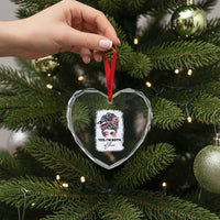 Yes I’m Both Puerto Rican American Heart Crystal Glass Ornament Messy Bun Boricua Woman Pride
