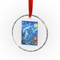 Yeti Cryptid Christmas Crystal Glass Ornament Winter Monster Starry Night Xmas TS14