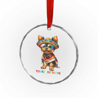 Yorkie De Mayo Crystal Glass Ornament Cinco De Mayo Dog Lover