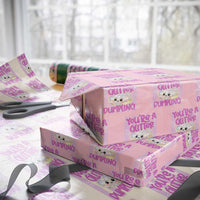 You Are A Glitter Dumpling Cute Preppy Pastel Graphic Wrapping Paper Roll Kawaii Pastel Pink Striped Food Quote