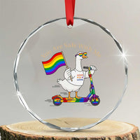 You Are Safe With Me Crystal Glass Ornament LGBTQ Pride Goose Rainbow