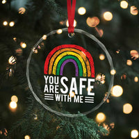 You Are Safe With Me Crystal Glass Ornament Retro Rainbow LGBTQ Ally Pride - Wonder Print Shop