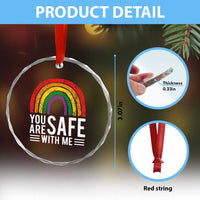 You Are Safe With Me Crystal Glass Ornament Retro Rainbow LGBTQ Ally Pride TS10