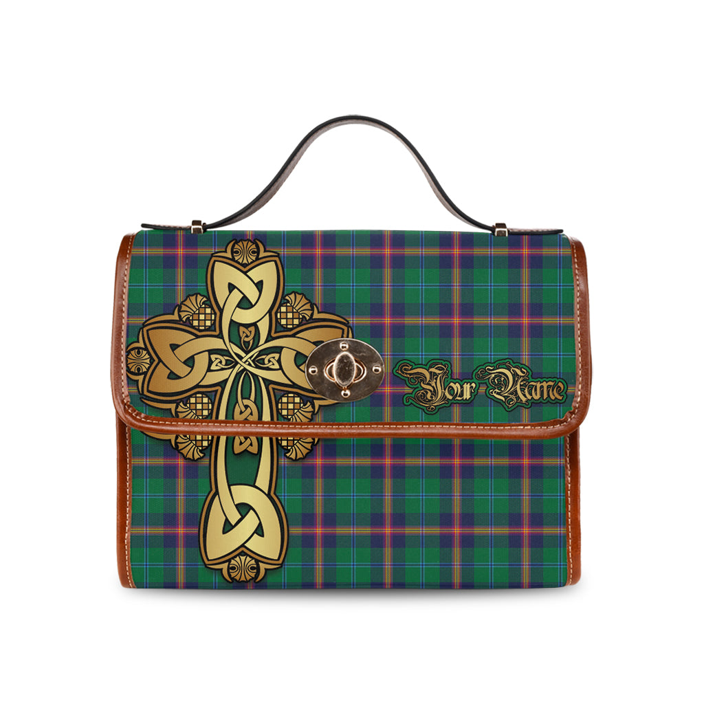 young-modern-tartan-canvas-bag-personalize-your-name-with-golden-thistle-and-celtic-cross-canvas-bag