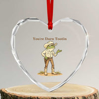 You're Darn Tootin Heart Crystal Glass Ornament Funny Cowboy Frog Meme