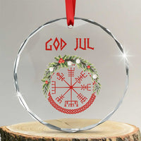 Yule Pagan Crystal Glass Ornament God Jul Christmas Nordic Vegvisir Wreath TS11