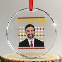 Zo Ho Ho Ugly Christmas Sweater Crystal Glass Ornament Funny Zohran Mamdani Holiday - Wonder Print Shop