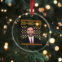 Zo Ho Ho Ugly Christmas Sweater Crystal Glass Ornament Funny Zohran Mamdani Holiday - Wonder Print Shop