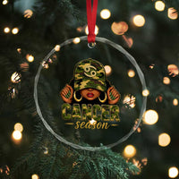 Zodiac Queen Cancer Season Retro Camo Camouflage Graphic Crystal Glass Ornament June July Horoscope Birthday Gift Melanin Women