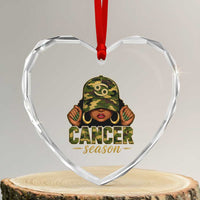 Zodiac Queen Cancer Season Retro Camo Camouflage Graphic Heart Crystal Glass Ornament June July Horoscope Birthday Gift Melanin Women