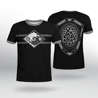 Viking Clothing HATI and SKOLL Valknut SHIELD T Shirt RLT12 - Wonder Print Shop