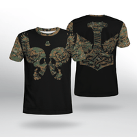 Viking Clothing Viking Camo Hammer Wolf T Shirt RLT12 - Wonder Print Shop