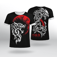 Viking Clothing Fenrir Vegvisir Viking T Shirt RLT12 - Wonder Print Shop