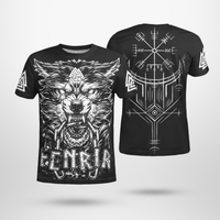 Viking Clothing Fenrir Vegvisir Viking T Shirt RLT12 - Wonder Print Shop