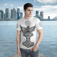 Viking Clothing Raven Hammer Vegvisir Yggdrasil Viking T Shirt RLT12 - Wonder Print Shop