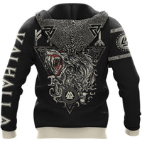 Viking Clothing Fenrir Wolf and Raven Viking Hoodie RLT12 - Wonder Print Shop