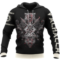 Viking Clothing Fenrir Wolf and Raven Viking Hoodie RLT12 - Wonder Print Shop