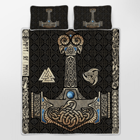 Viking Quilt Bed Set - Mjolnir Is The Hammer Of The Thunder God Thor In Norse Mythology RLT12 - Wonder Print Shop