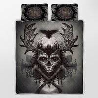 Viking Quilt Bed Set - Viking Raven and Skull - Viking Quilt Bedding Set RLT12 - Wonder Print Shop