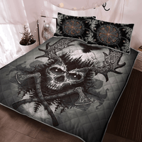 Viking Quilt Bed Set - Viking Raven and Skull - Viking Quilt Bedding Set RLT12 - Wonder Print Shop