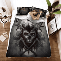 Viking Quilt Bed Set - Viking Raven and Skull - Viking Quilt Bedding Set RLT12 - Wonder Print Shop