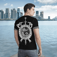 Viking Clothing Fenrir Wolf AXE SWORD T Shirt RLT12 - Wonder Print Shop