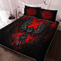Viking Quilt Bed Set - Raven Vegvisir - Viking Quilt Bedding Set RLT12 - Wonder Print Shop