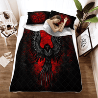 Viking Quilt Bed Set - Raven Vegvisir - Viking Quilt Bedding Set RLT12 - Wonder Print Shop