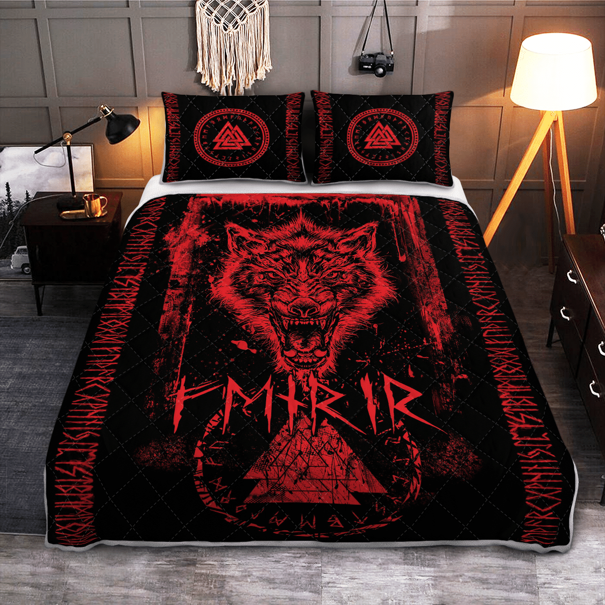 viking-quilt-bed-set-fenrir-wolf-valknut-and-rune-viking-quilt-bedding-set