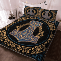 Viking Quilt Bed Set - Thor Hammer Mjolnir - Viking Hammer - Viking Quilt Bedding Set RLT12 - Wonder Print Shop